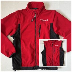LAFUMA - Men's Red & Black Full Zip Convertible Fleece Jacket Vest - Size Medium